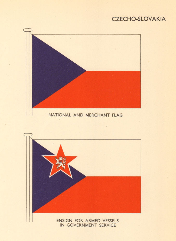 CZECHOSLOVAKIA FLAGS. National Merchant Ensign Armed Government Vessels 1955